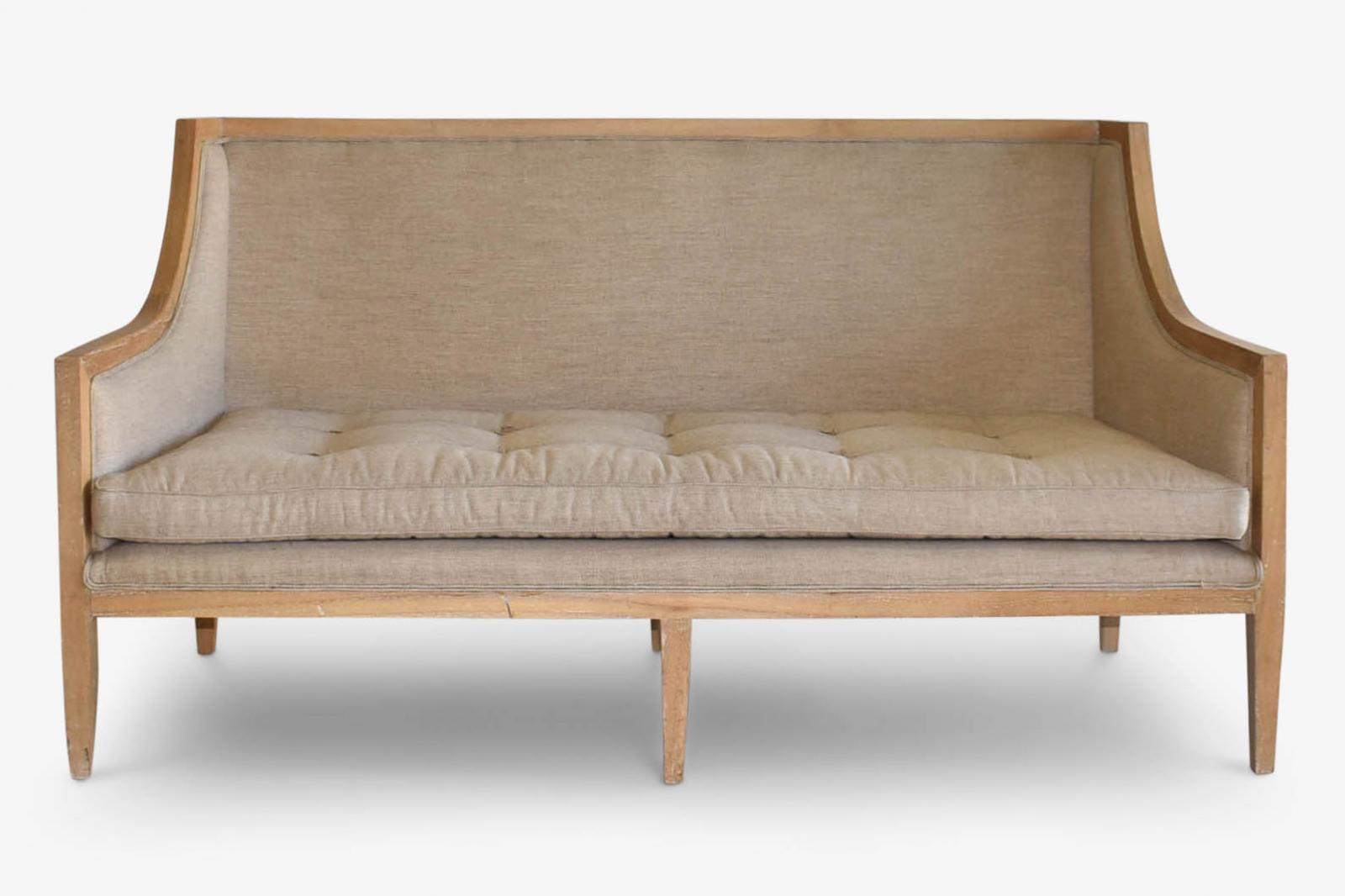 Sofa Lt. Brown Wood Frame Herringbone Wool | Ob•jects Sofa Lt. Brown Wood Frame Herringbone Wool | Ob•jects