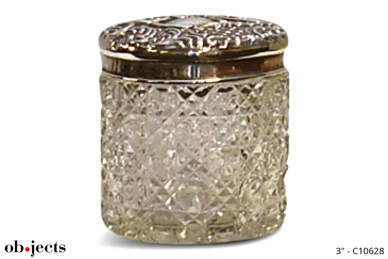 Jar Cut Crystal Wornate Silver Lid Ob•jects