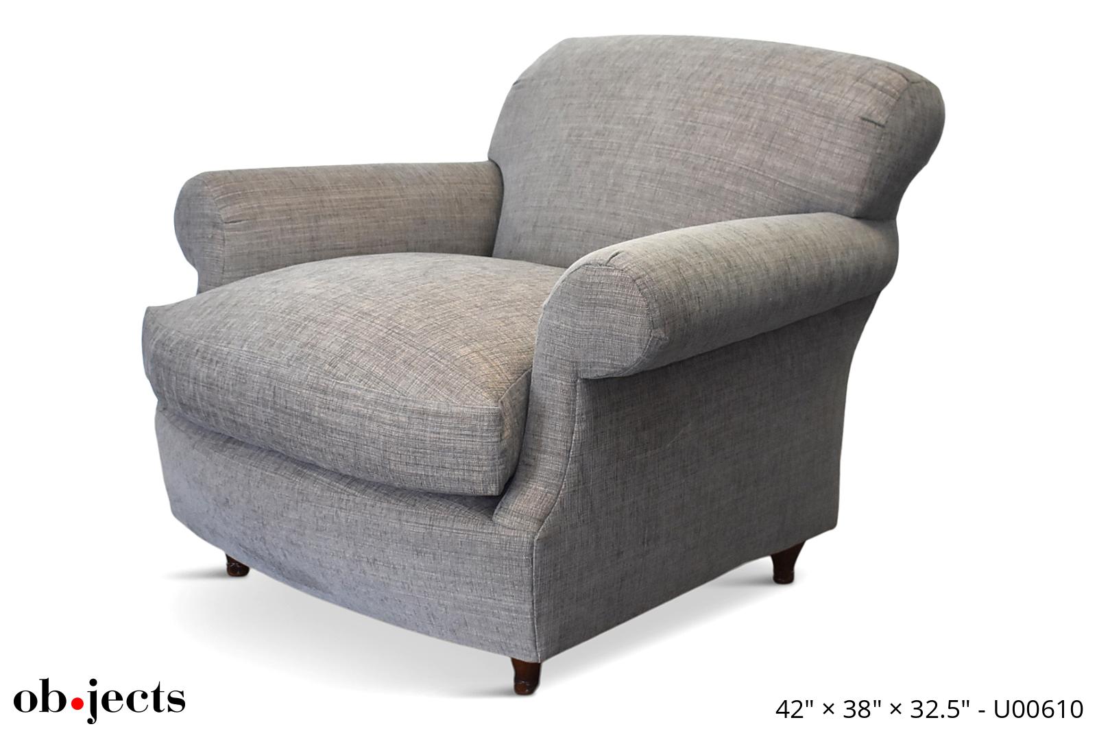 Chair Rolled Arm Grey Tweed Ob•jects