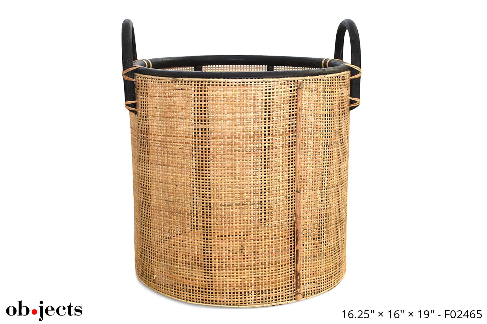 Basket Wicker w/Black Handles & Rim Ob•jects