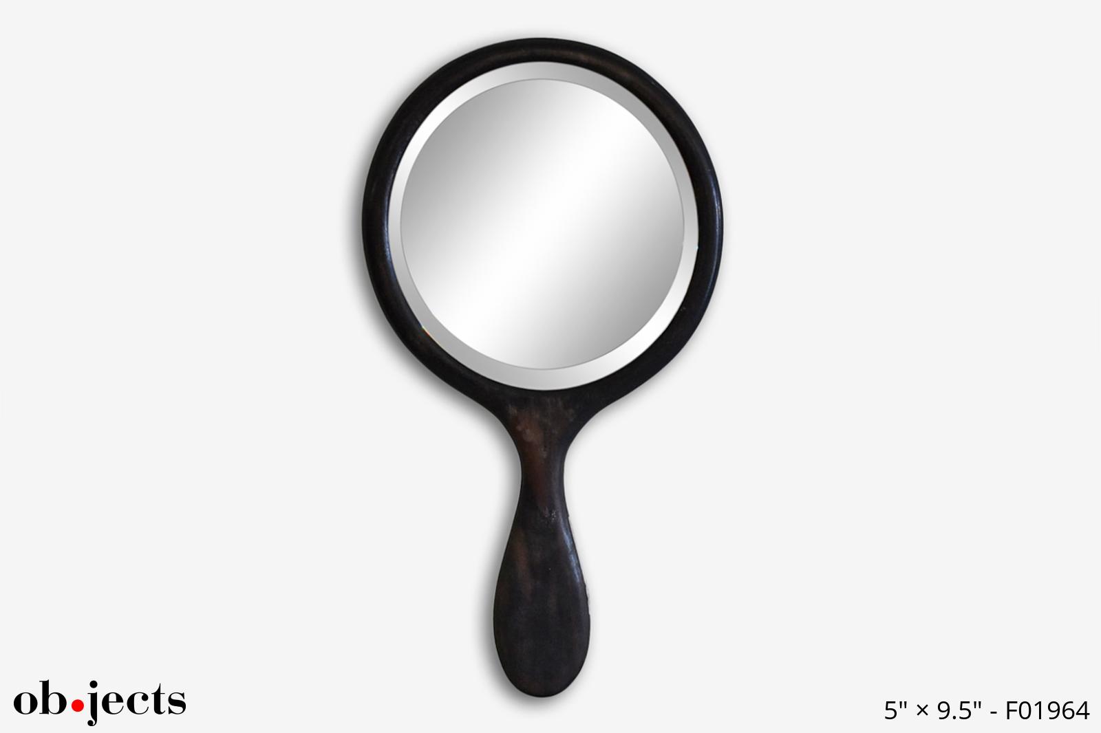 Mirror Handheld Vintage Dark Wood Round Mirror Ob•jects