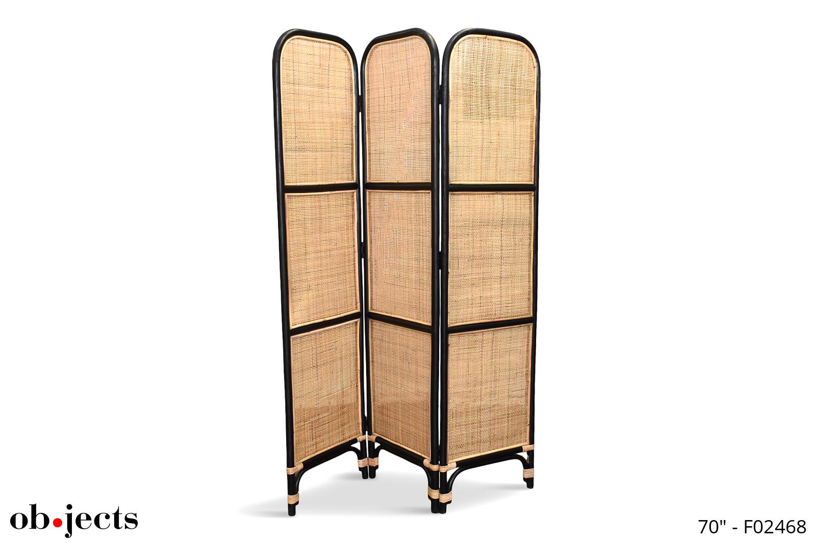 Screen 3Panel Cane W/Black Bamboo Frame Ob•jects