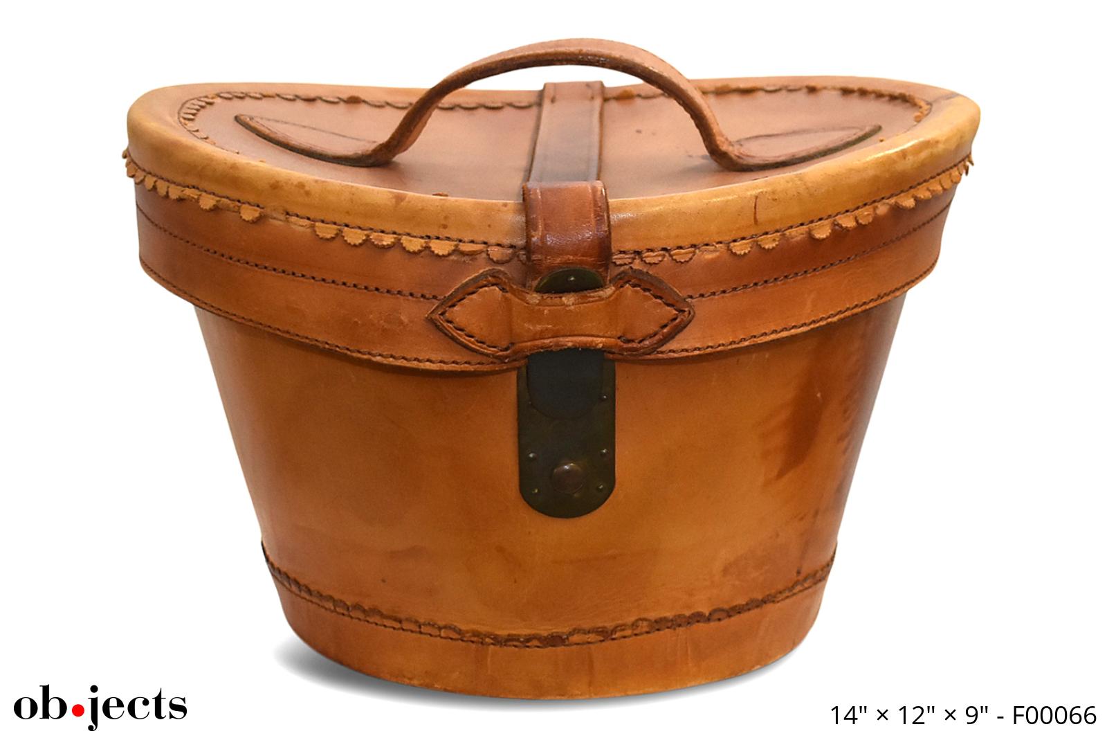 Hat Box Vintage Leather w/Handle & Latch