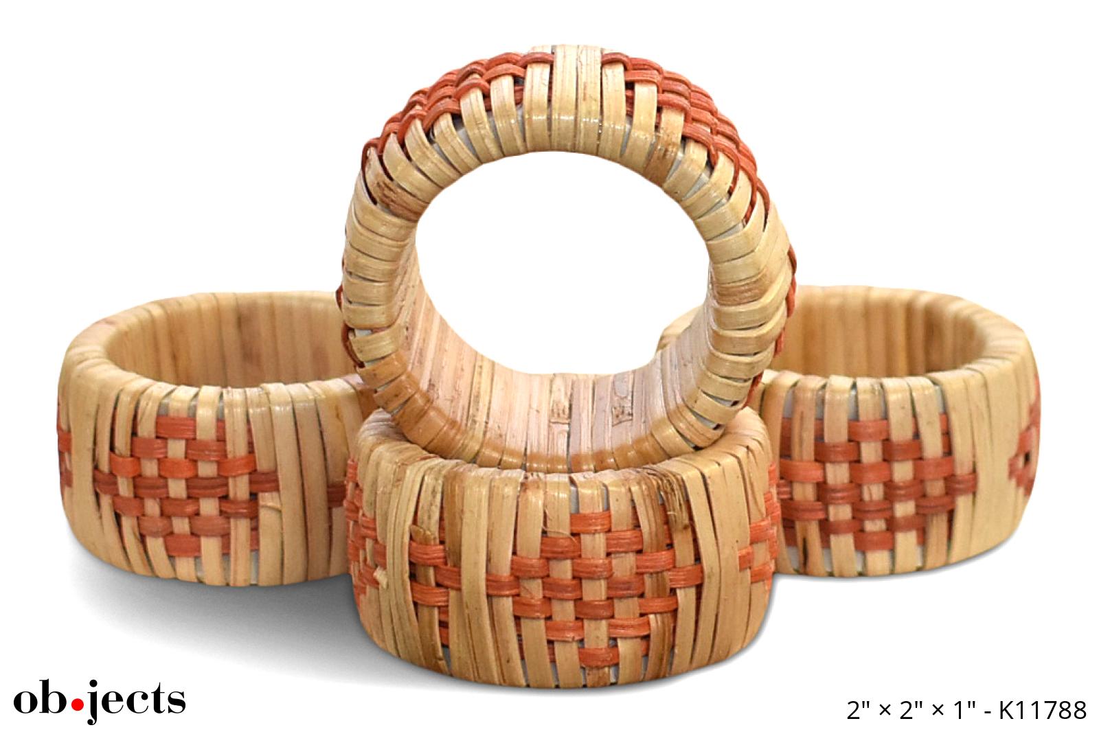 Napkin Ring Natural/Orange Rattan Ob•jects
