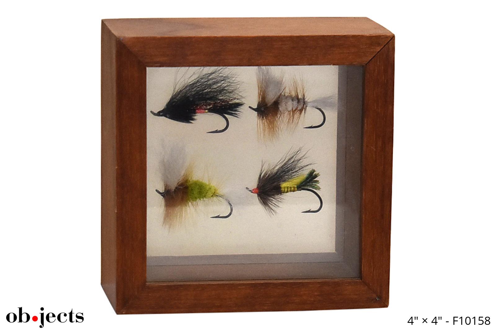 Shadow Box 4 Floating Fish Lures w/Medium Wood Frame