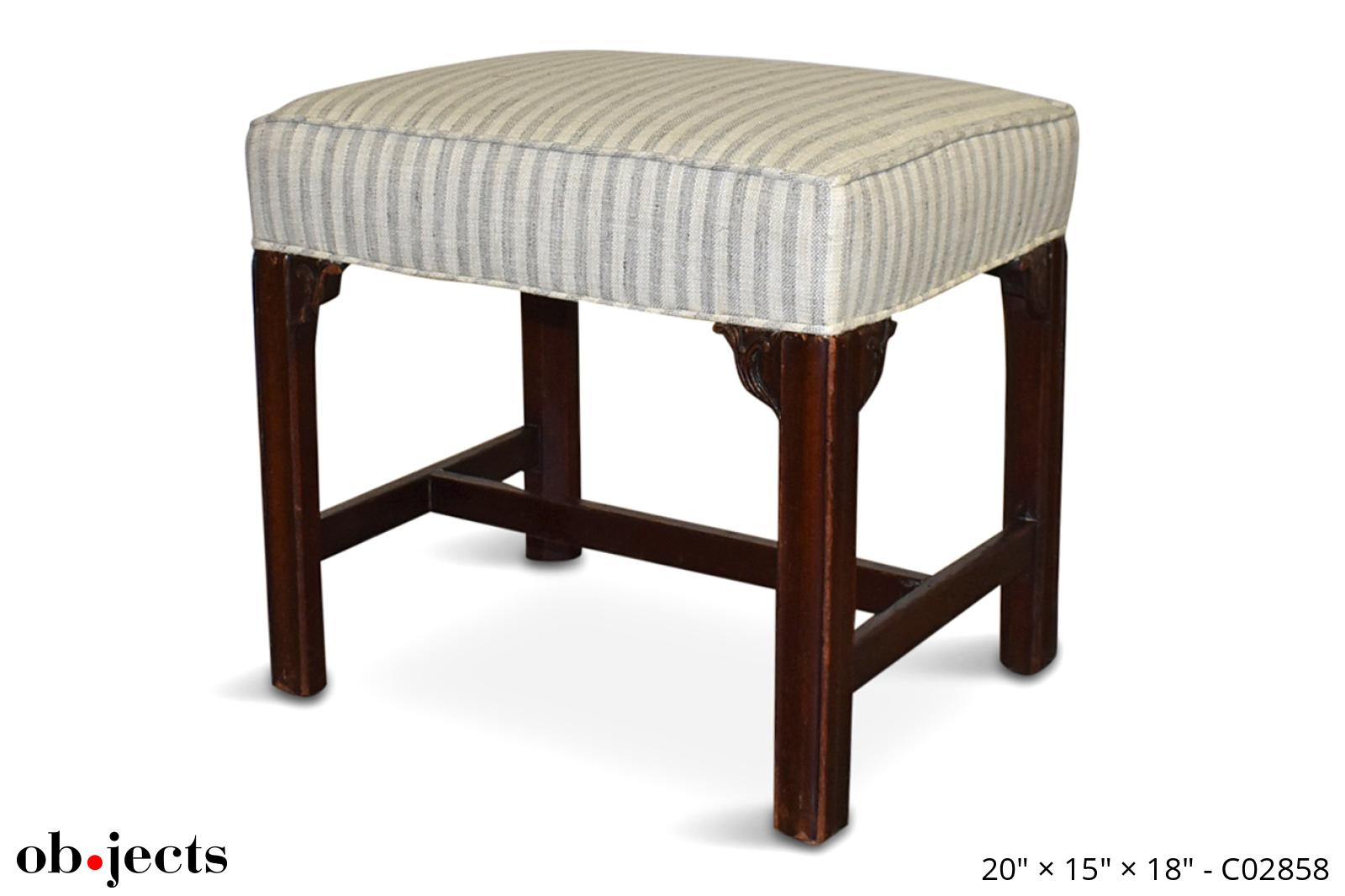 Ottoman/Footrest Oatmeal/Grey Stripe w/Dark Wood Frame Ob•jects