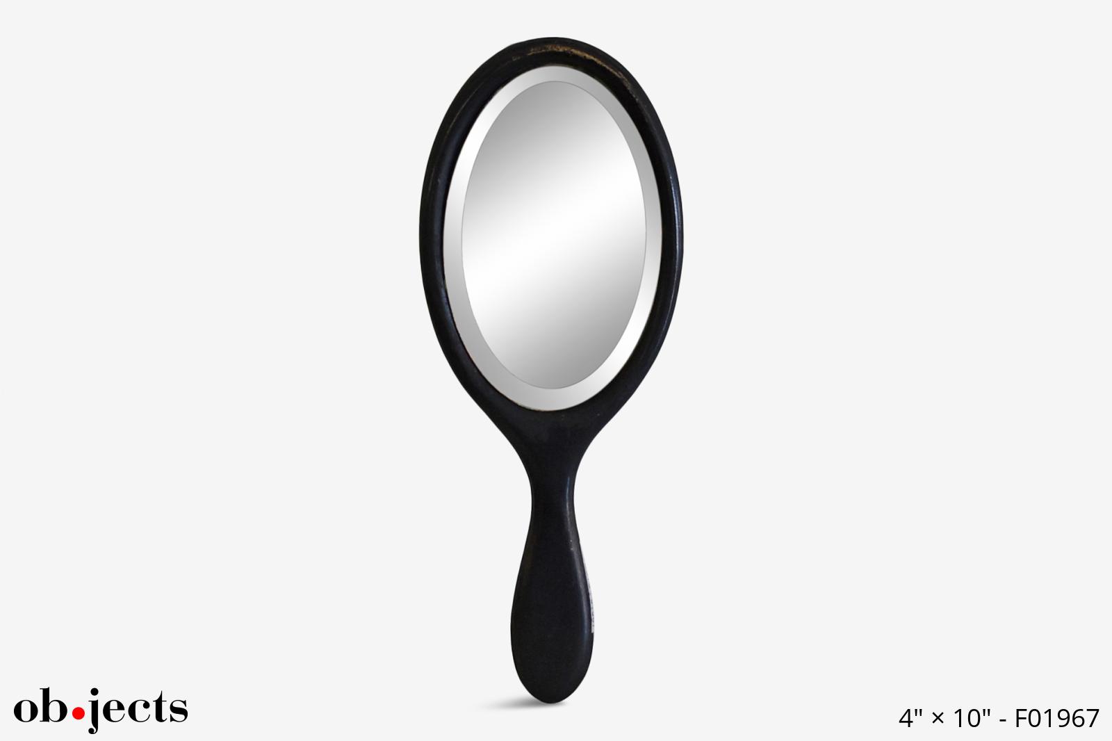 Mirror Handheld Vintage Dark Wood Oval Mirror Ob•jects