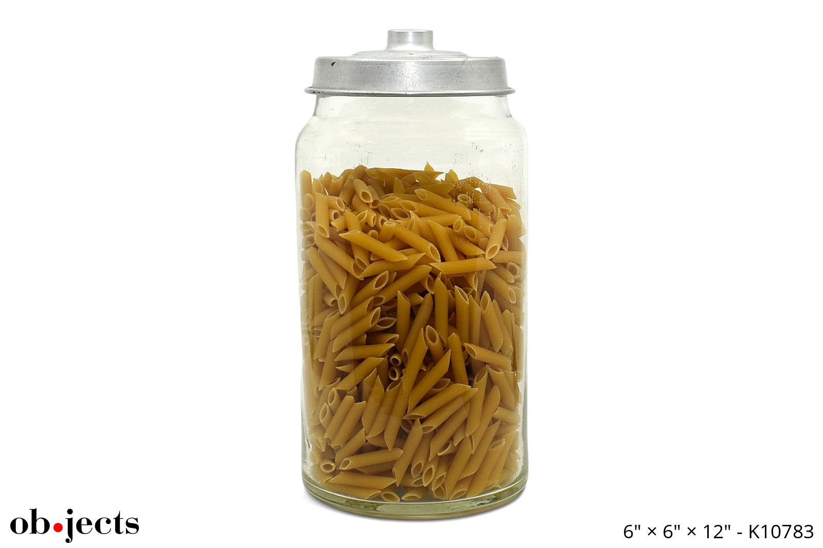 Canister/Apothecary Jar Clear Glass w/ Aluminum Lid Ob•jects