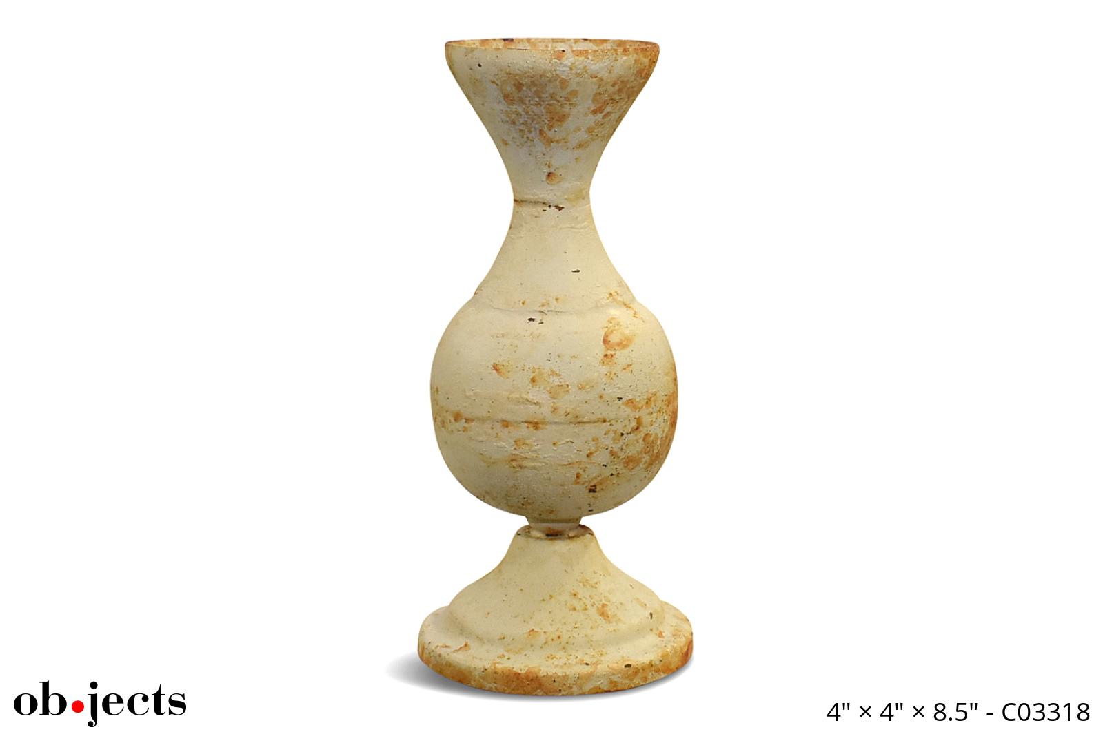 Vase White Rusted/Distressed Metal Bulbous Ob•jects