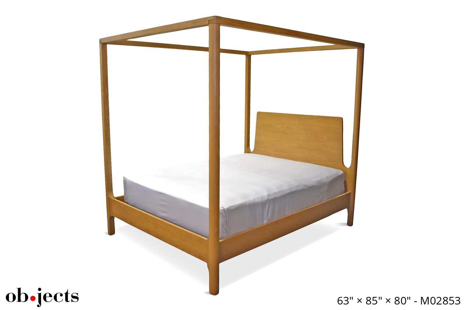 Bed Queen Four Poster Canopy Blond Wood Ob•jects