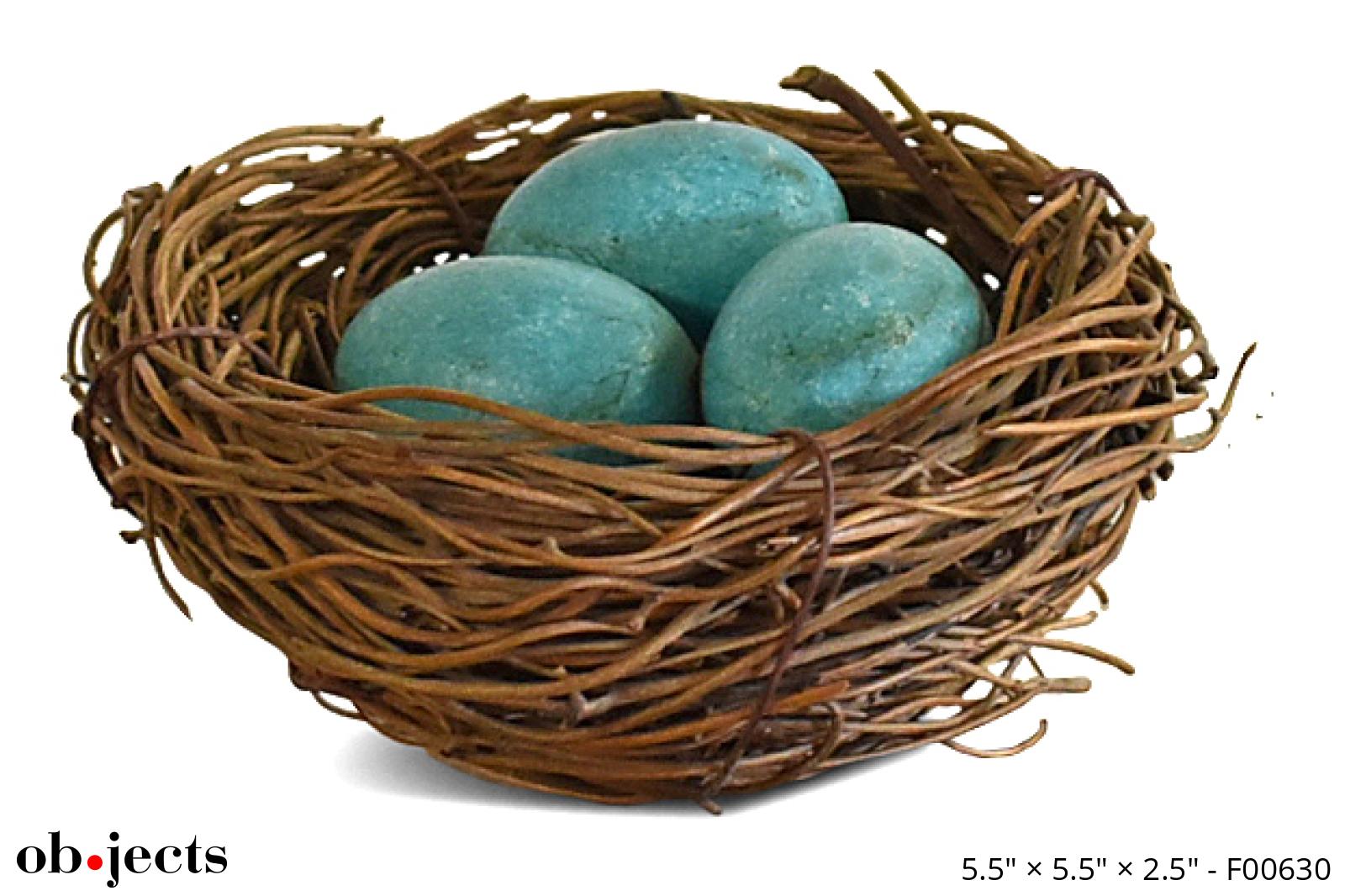 Bird's Nest w/3 Blue Eggs Ob•jects