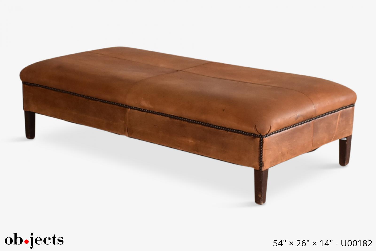 Ottoman Bench Tan Leather Ob Jects, Tan Leather Bench