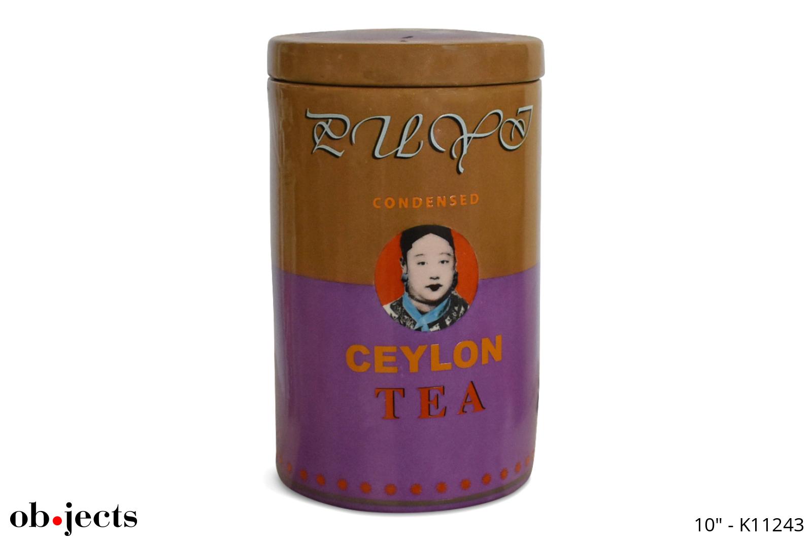 Jar Chinese "Ceylon Tea" Brown/Lavender Ceramic Ob•jects
