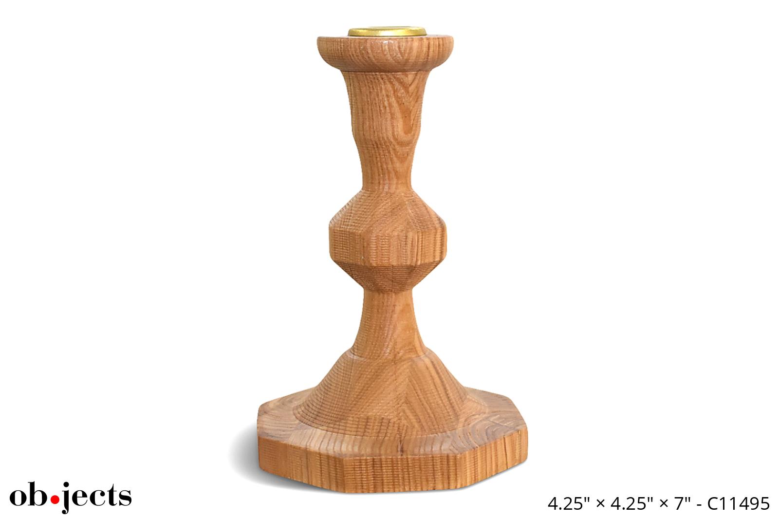 Candlestick Light Carved Ash Wood Ob•jects