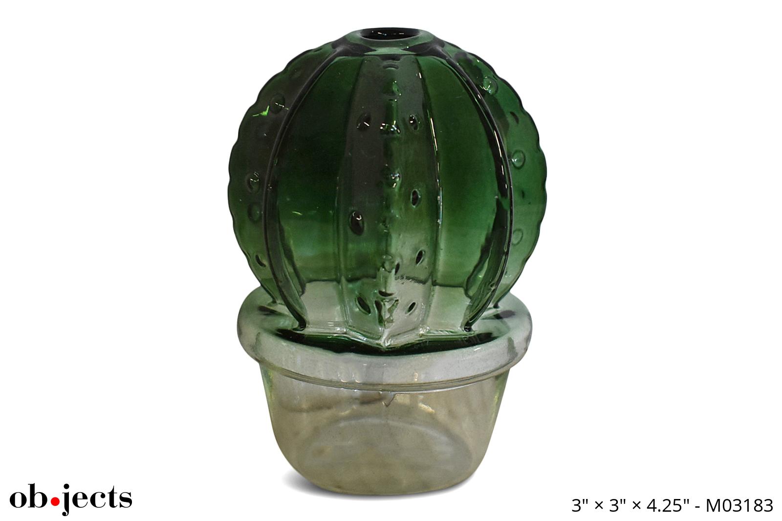 Vase Small Green Glass Cactus Ob•jects
